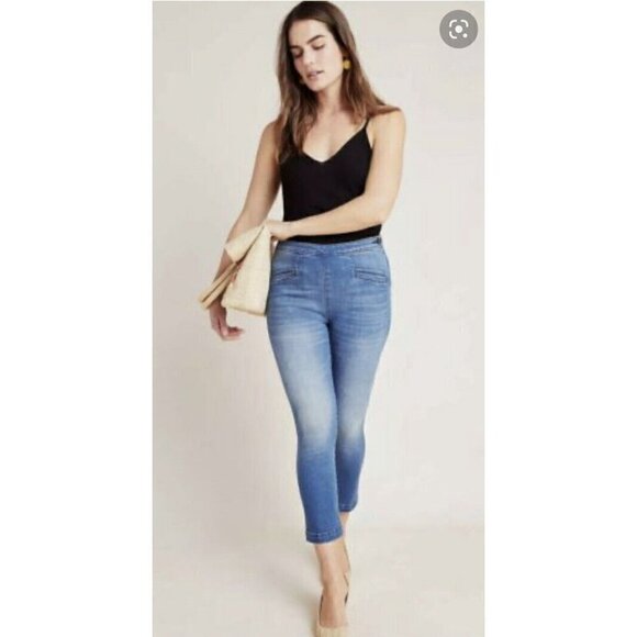 ANTHRO Pilcro and The Letterpress Jeans High Rise Blue Denim Leggings 26 - Picture 1 of 12